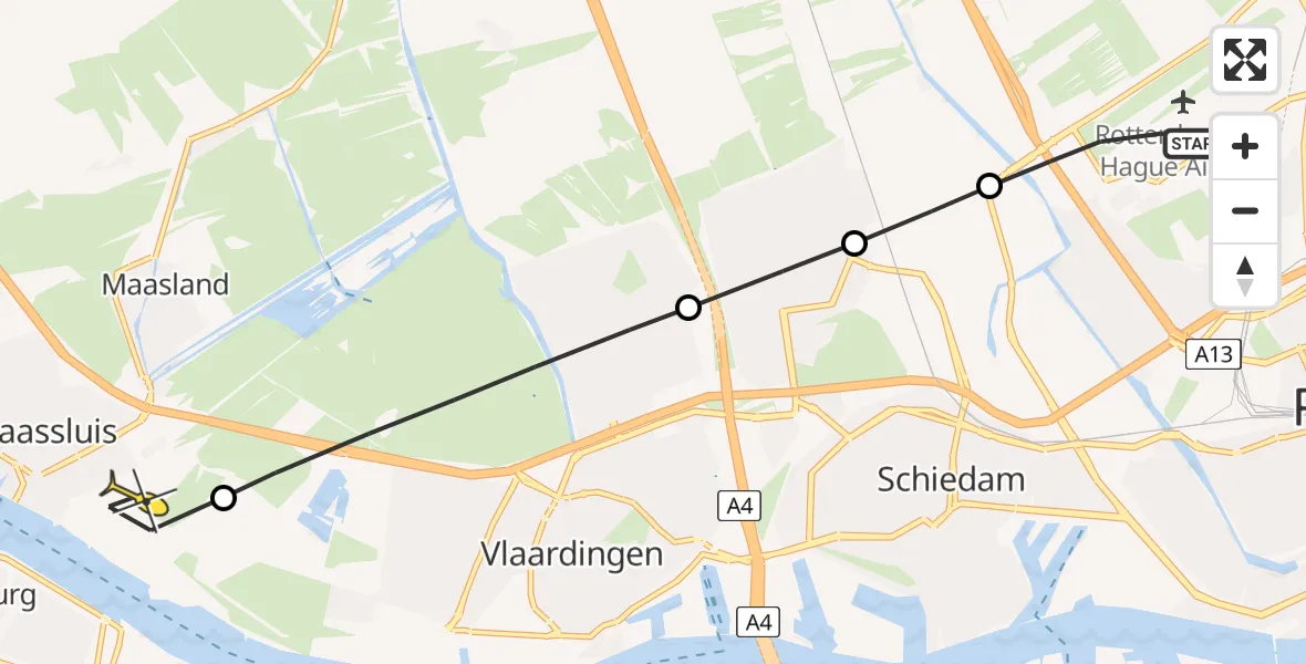 Routekaart van de vlucht: Lifeliner 2 naar Maassluis, Brandenburgbaan