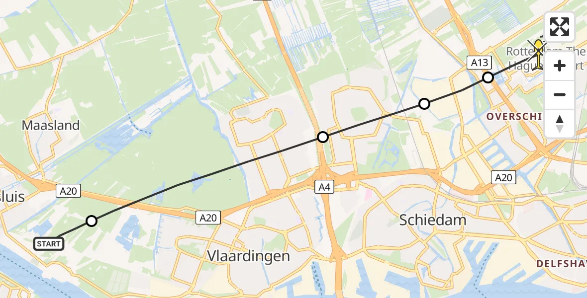 Routekaart van de vlucht: Lifeliner 2 naar Rotterdam The Hague Airport, Zuidbuurt