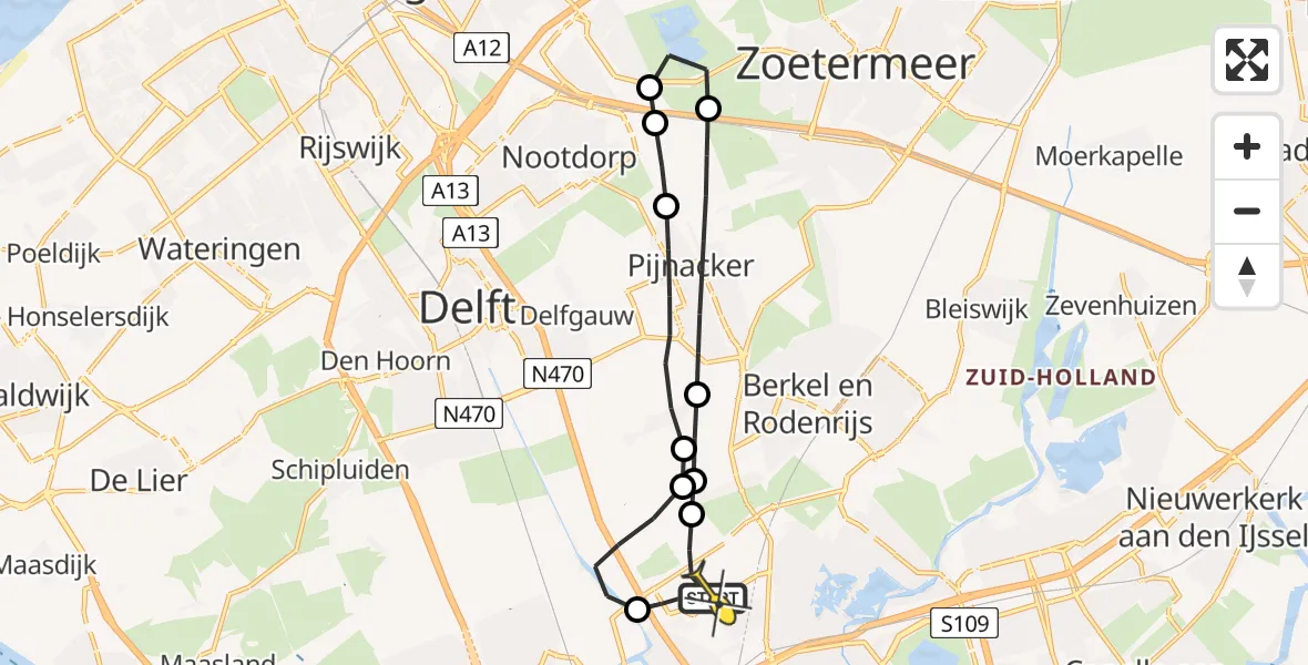 Routekaart van de vlucht: Lifeliner 2 naar Rotterdam The Hague Airport, Glazenmakerpad