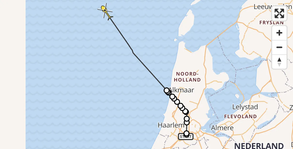 Routekaart van de vlucht: Politieheli naar Goede Ree