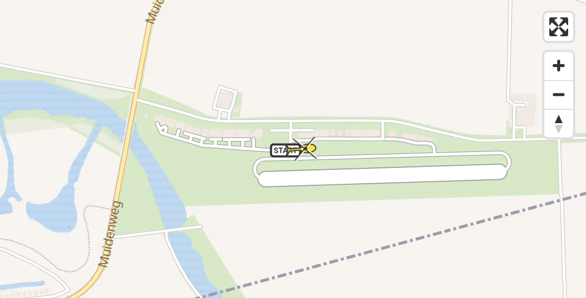 Routekaart van de vlucht: Politiehelikopter naar Vliegveld Midden-Zeeland, Calandweg