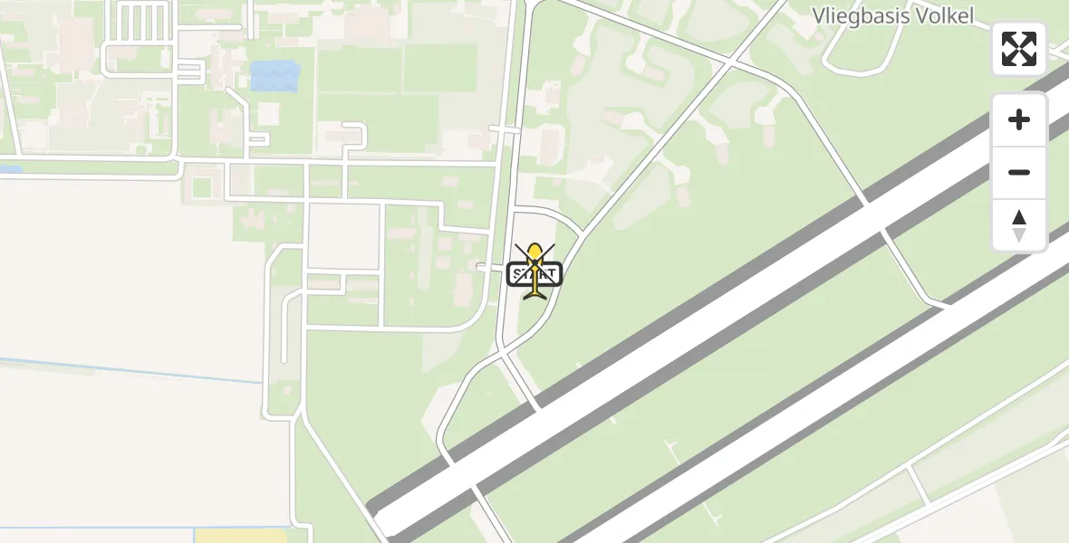 Vluchtroute Politiehelikopter van Vliegbasis Volkel naar Vliegbasis Volkel