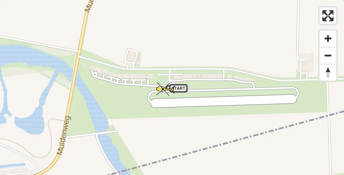 Routekaart van de vlucht: Politieheli naar Vliegveld Midden-Zeeland, Calandweg