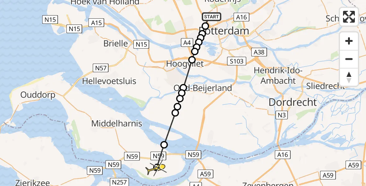 Routekaart van de vlucht: Lifeliner 2 naar Achthuizen, Achterdijk