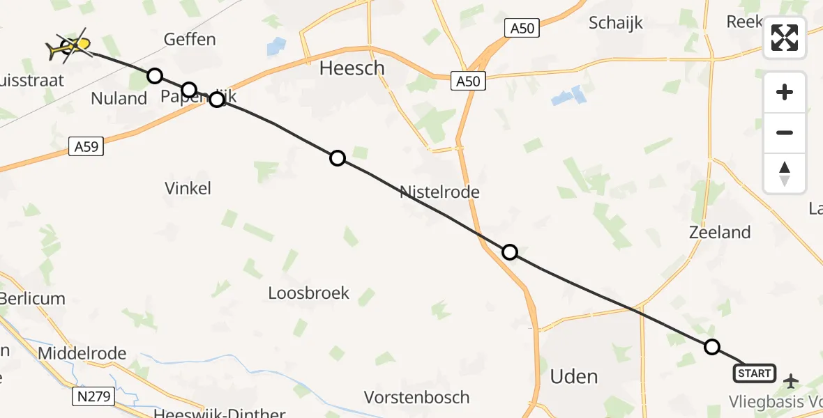 Routekaart van de vlucht: Lifeliner 3 naar Rosmalen, Voortweg