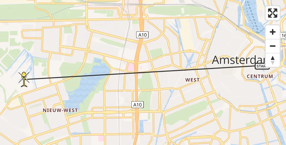 Routekaart van de vlucht: Politieheli naar Amsterdam, Osdorperweg