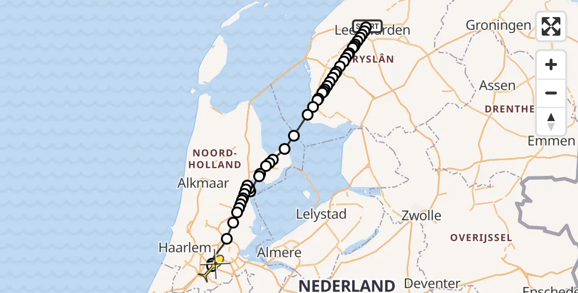 Routekaart van de vlucht: Politieheli naar Schiphol, Skrins