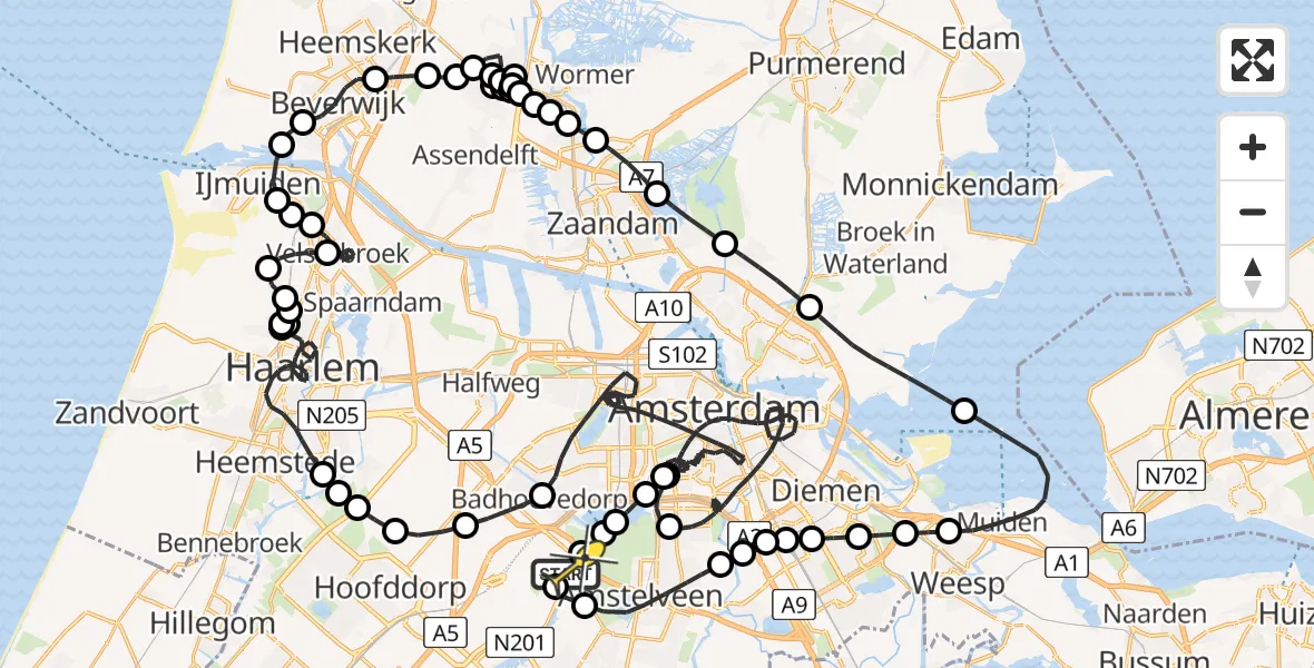 Vluchtroute Politiehelikopter van Schiphol naar Schiphol