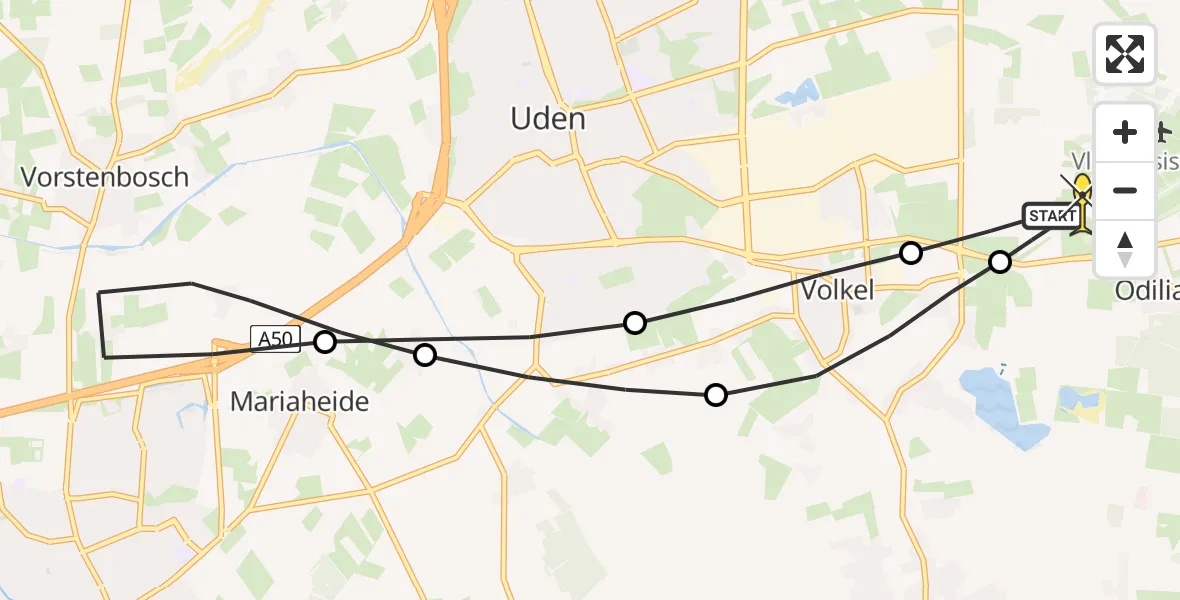 Routekaart van de vlucht: Lifeliner 3 naar Vliegbasis Volkel, Lagenheuvelstraat