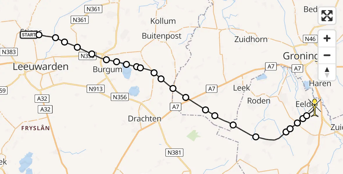 Routekaart van de vlucht: Lifeliner 4 naar Groningen Airport Eelde, Griene Leane