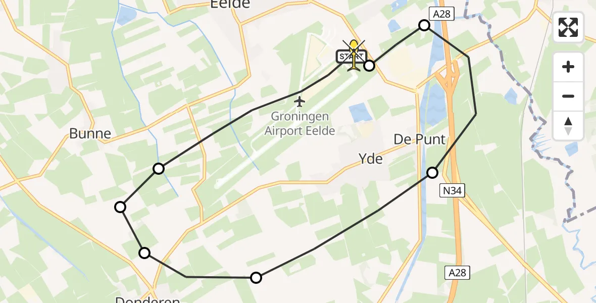 Routekaart van de vlucht: Lifeliner 4 naar Groningen Airport Eelde, Lugtenbergerweg