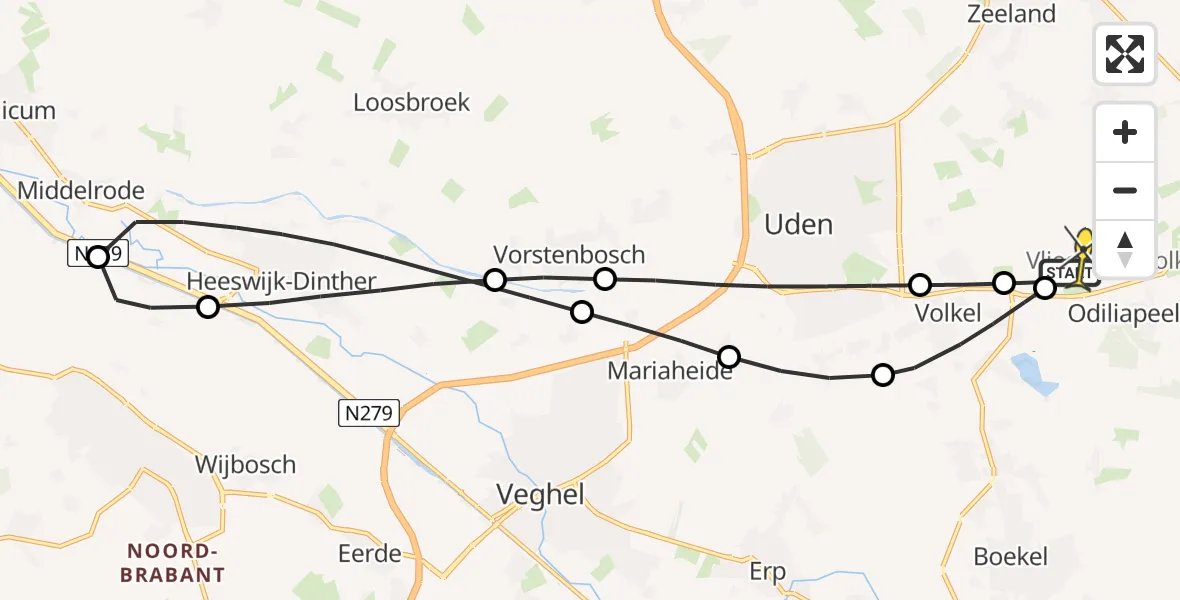 Routekaart van de vlucht: Lifeliner 3 naar Vliegbasis Volkel, Zonnepark Hoogveld Zuid