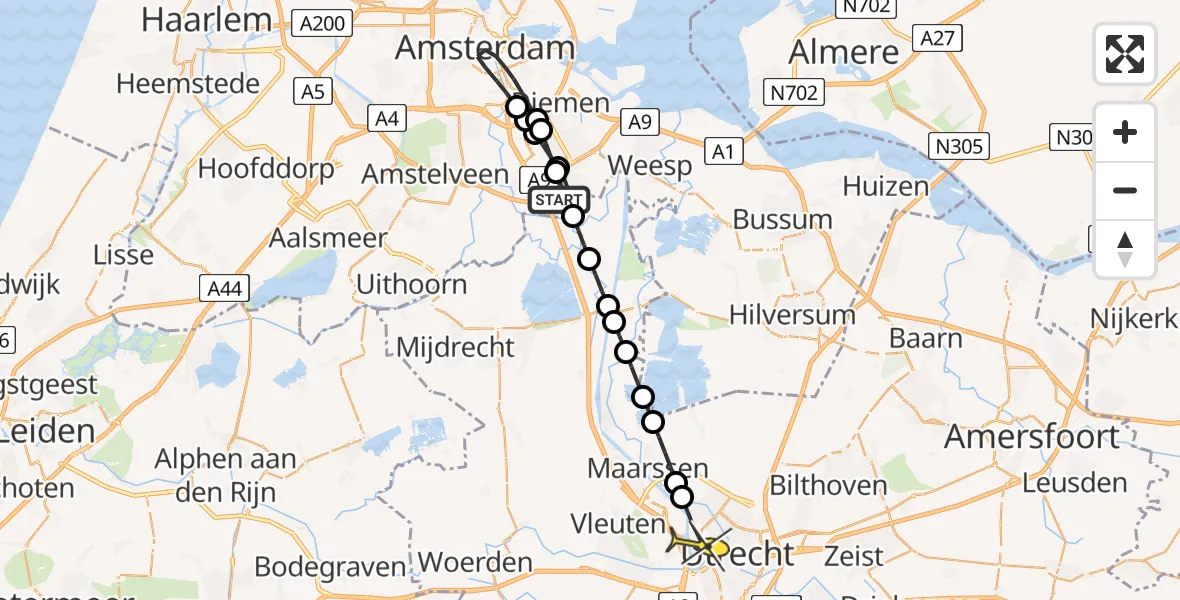 Routekaart van de vlucht: Lifeliner 1 naar Utrecht, Holendrechtplein