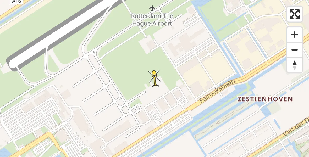 Routekaart van de vlucht: Politiehelikopter naar Rotterdam The Hague Airport