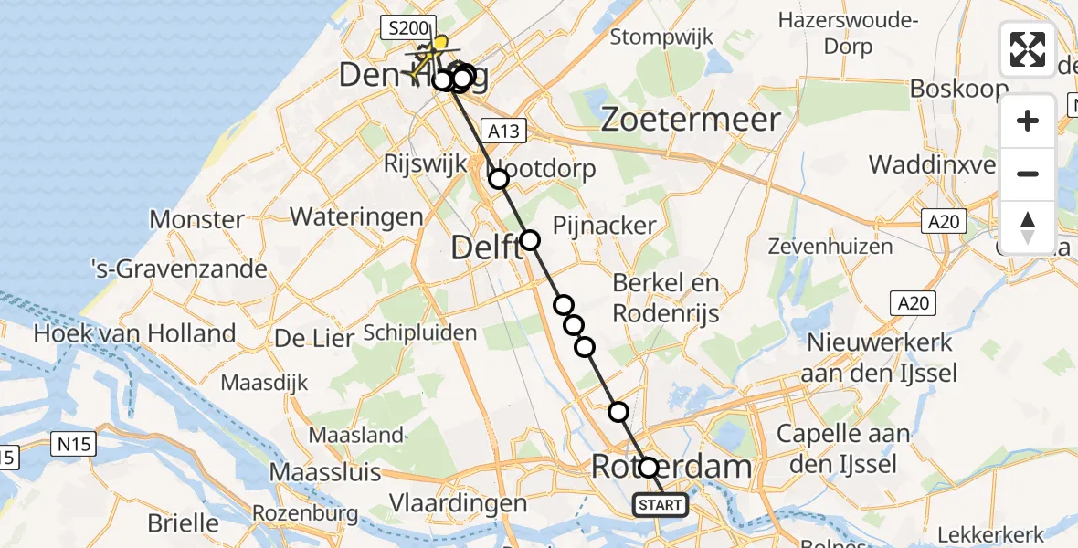 Routekaart van de vlucht: Lifeliner 2 naar Den Haag, Gerrit Sterkmanplein