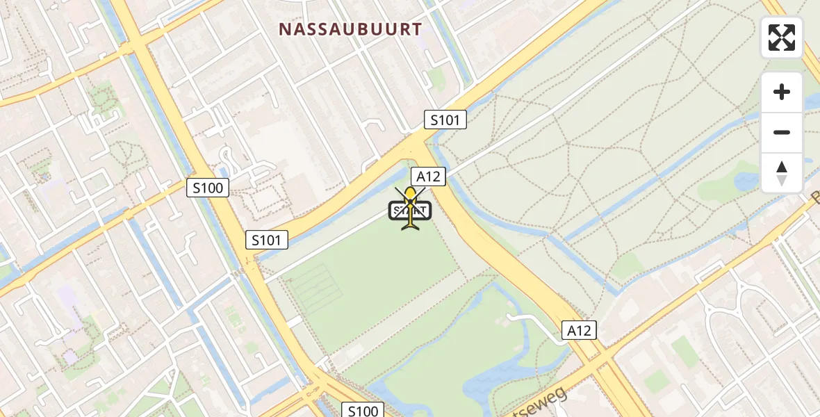 Routekaart van de vlucht: Lifeliner 2 naar Den Haag, Boorlaan