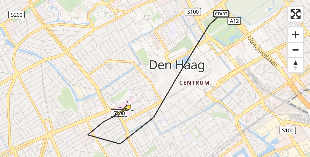 Routekaart van de vlucht: Lifeliner 2 naar Den Haag, Passage
