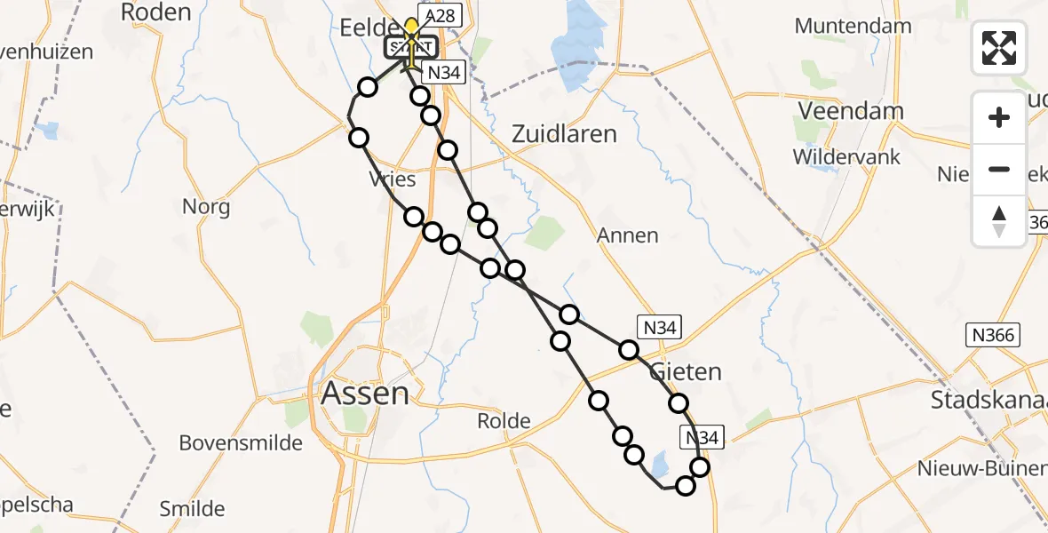 Routekaart van de vlucht: Lifeliner 4 naar Groningen Airport Eelde, Vissersweg