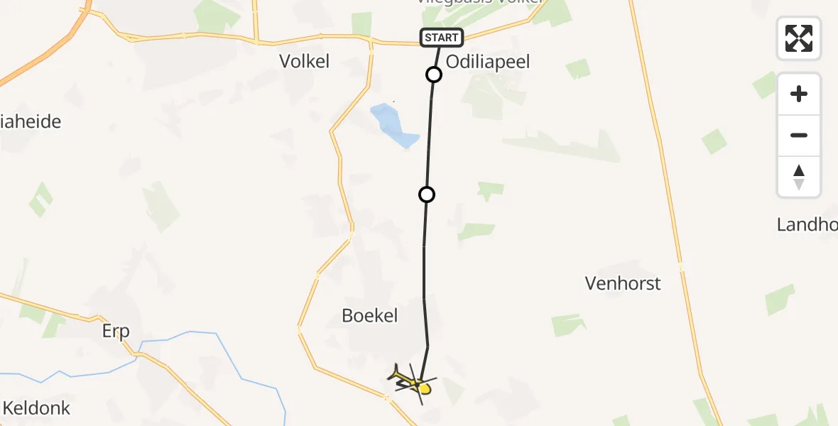 Routekaart van de vlucht: Lifeliner 3 naar Boekel, Peelstraat