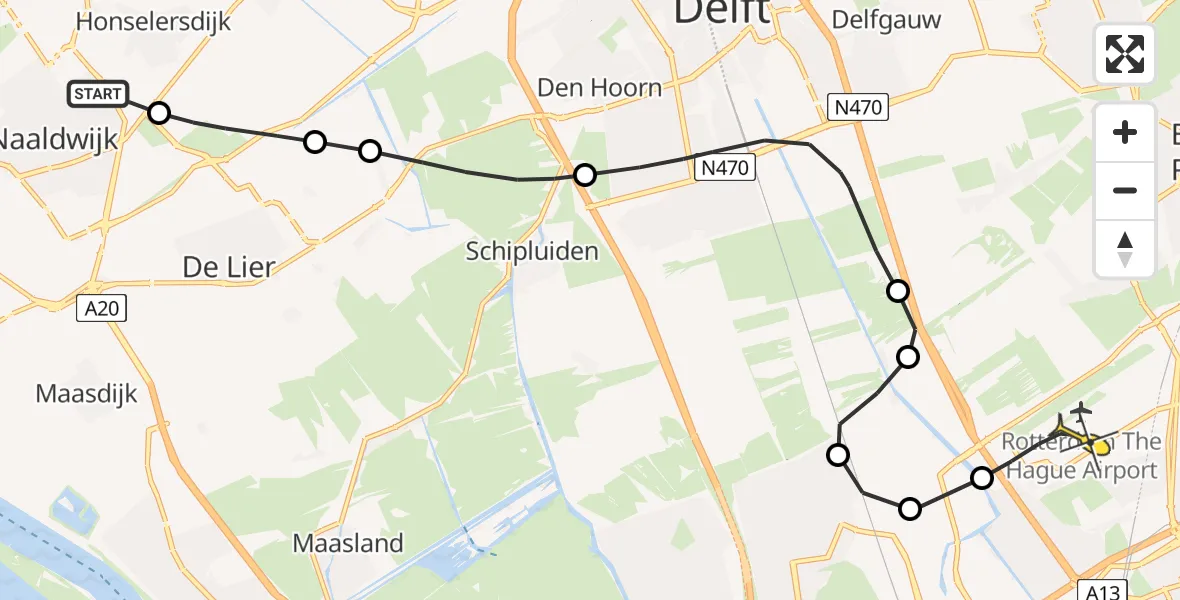 Routekaart van de vlucht: Politiehelikopter naar Rotterdam The Hague Airport, Venus