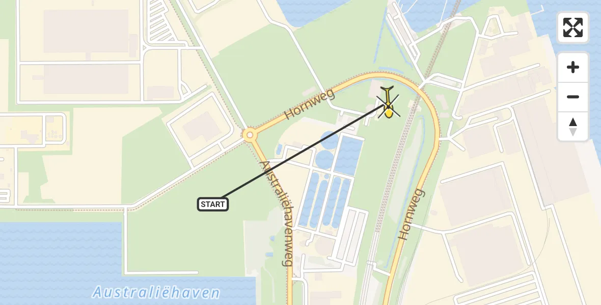 Vluchtroute Traumahelikopter van Amsterdam Heliport naar Amsterdam Heliport