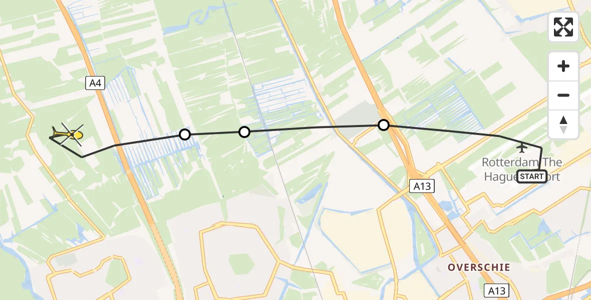 Routekaart van de vlucht: Lifeliner 2 naar Schipluiden, Slinksloot