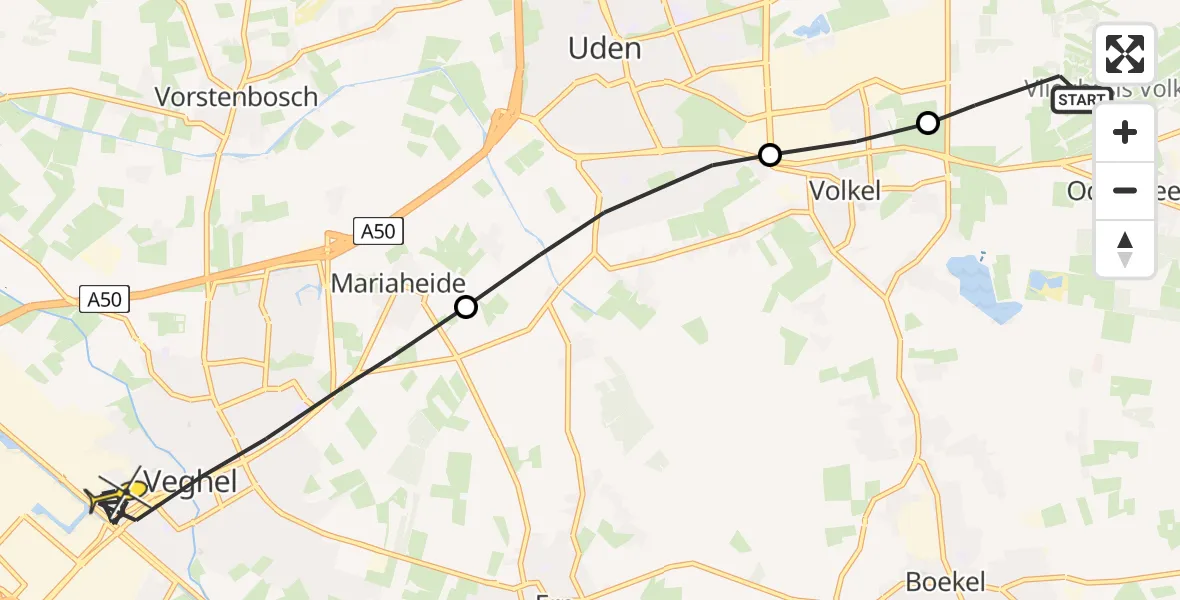 Routekaart van de vlucht: Lifeliner 3 naar Veghel, Venstraat