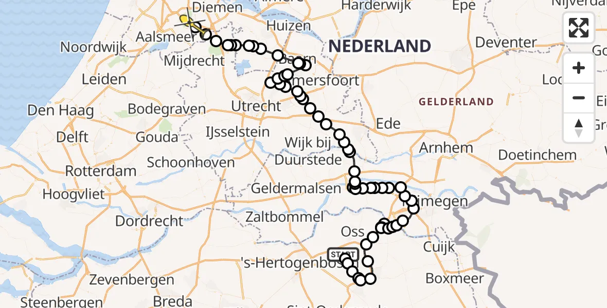 Routekaart van de vlucht: Politieheli naar Amstelveen, Bleekeseweg