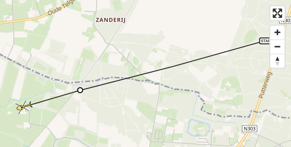 Routekaart van de vlucht: Politiehelikopter naar Putten, Kerkepad