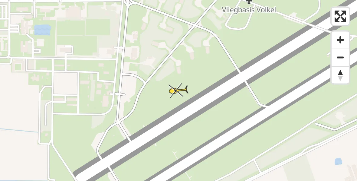 Routekaart van de vlucht: Politieheli naar Vliegbasis Volkel