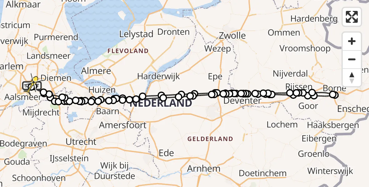 Vluchtroute Politiehelikopter van Schiphol naar Schiphol