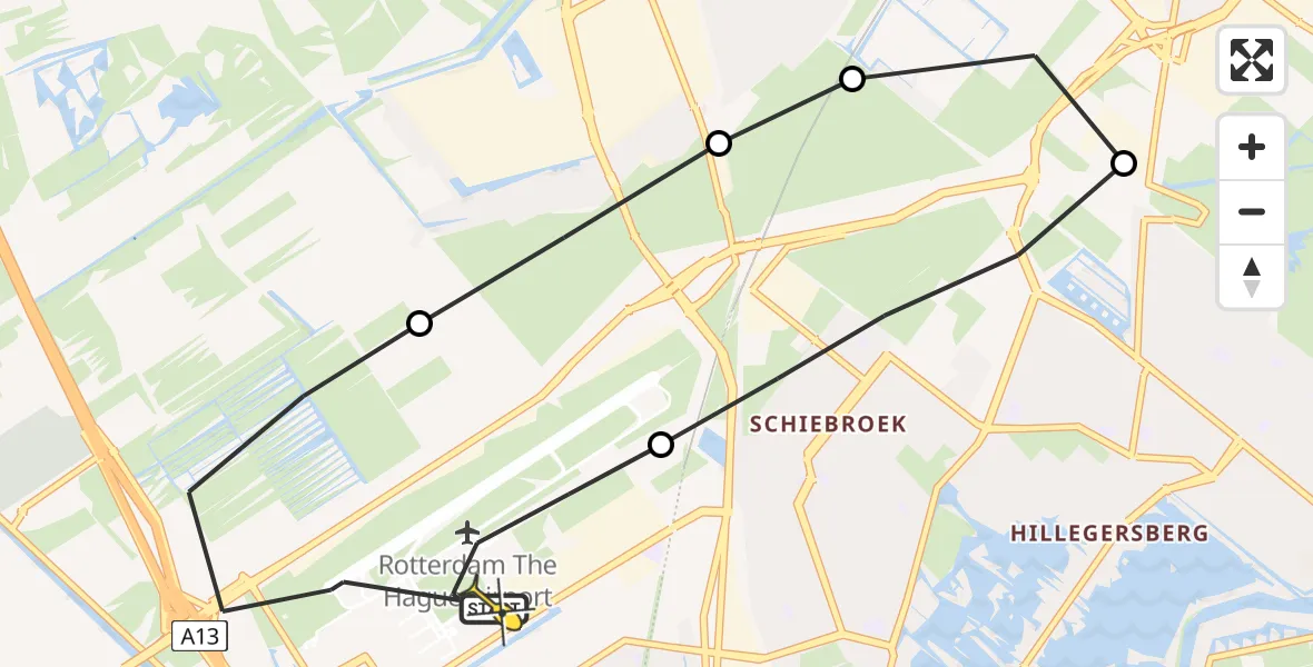 Routekaart van de vlucht: Lifeliner 2 naar Rotterdam The Hague Airport, Bovendijk