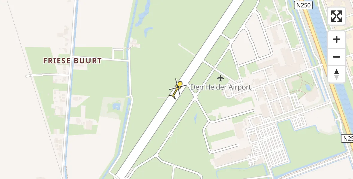 Vluchtroute Kustwachthelikopter van Vliegveld De Kooy naar Vliegveld De Kooy