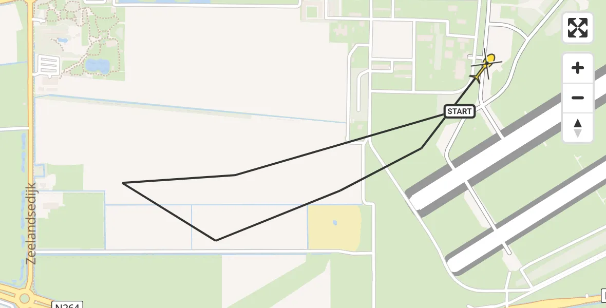 Routekaart van de vlucht: Lifeliner 3 naar Vliegbasis Volkel, Zeelandsedijk