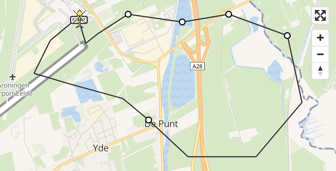 Routekaart van de vlucht: Lifeliner 4 naar Groningen Airport Eelde, Vissersweg