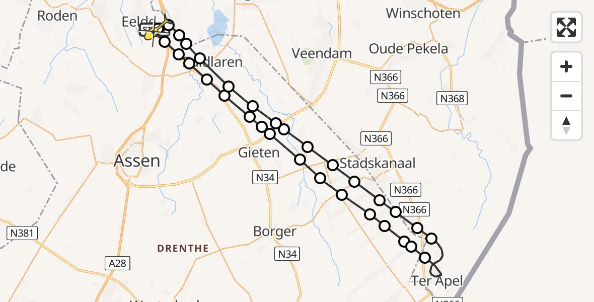 Routekaart van de vlucht: Lifeliner 4 naar Groningen Airport Eelde, Vissersweg