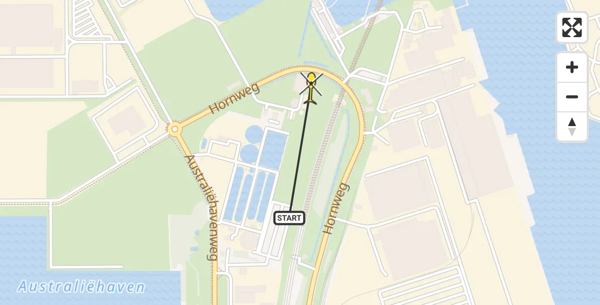 Vluchtroute Traumahelikopter van Amsterdam Heliport naar Amsterdam Heliport