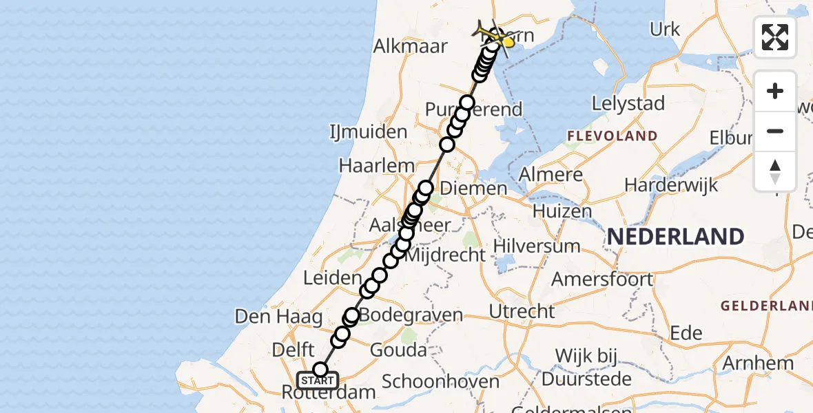 Routekaart van de vlucht: Lifeliner 2 naar Berkhout, Kleine Wijzend