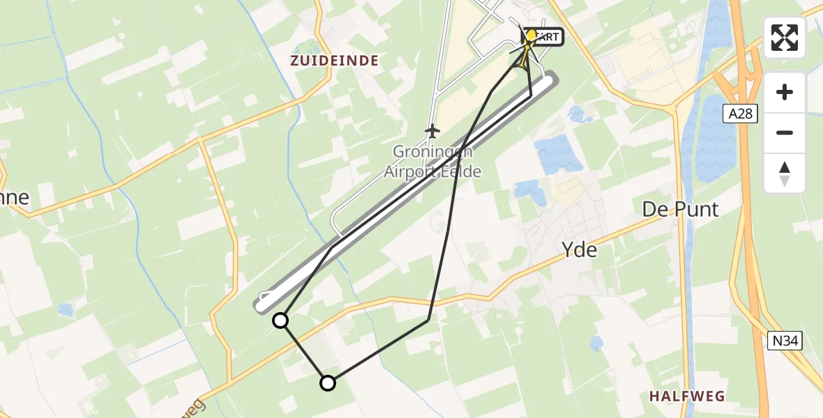 Routekaart van de vlucht: Lifeliner 4 naar Groningen Airport Eelde, Moespot