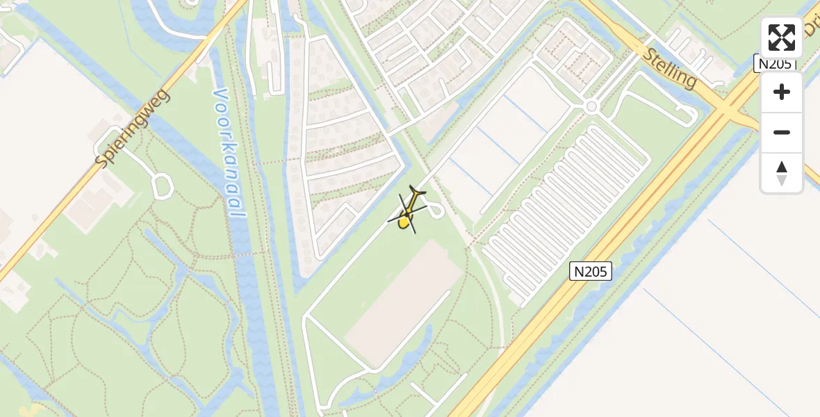 Routekaart van de vlucht: Politiehelikopter naar Vijfhuizen