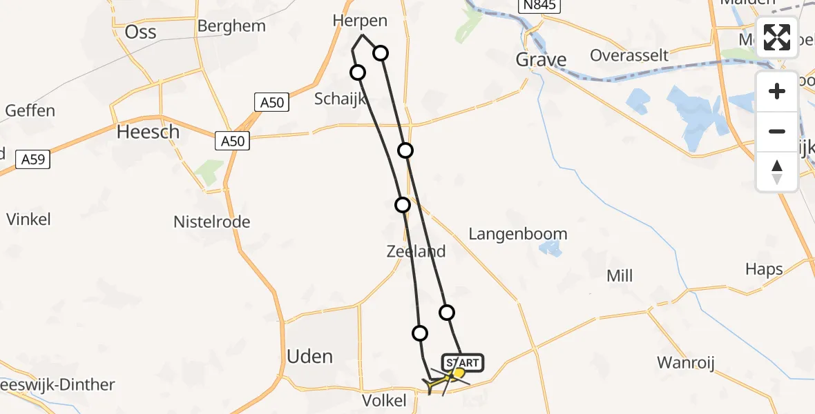 Routekaart van de vlucht: Lifeliner 3 naar Vliegbasis Volkel, Houtvennen