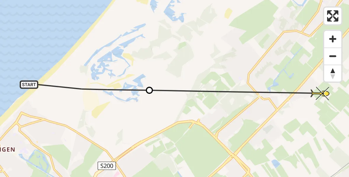 Routekaart van de vlucht: Politiehelikopter naar Wassenaar, Pompstationsweg
