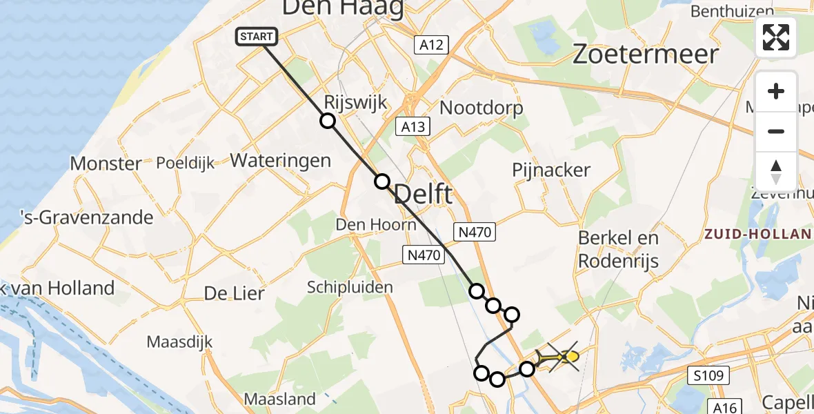 Routekaart van de vlucht: Lifeliner 2 naar Rotterdam The Hague Airport, Wormerveerstraat