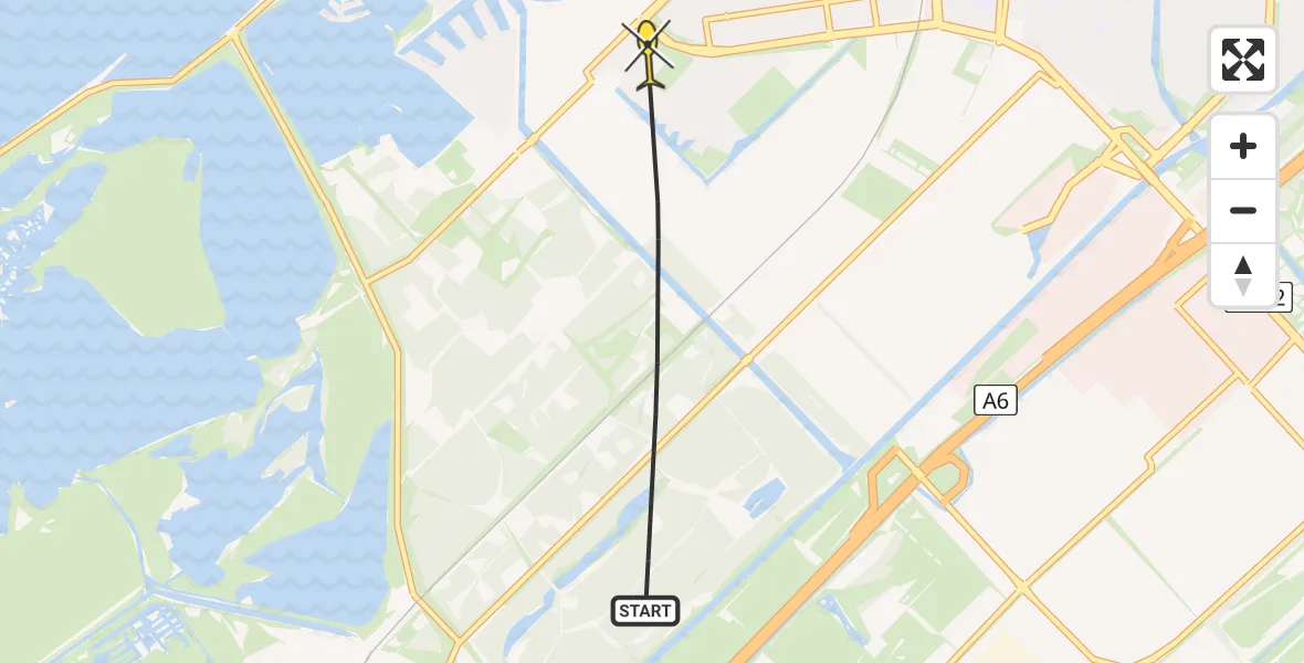 Routekaart van de vlucht: Politieheli naar Lelystad, Knardijk