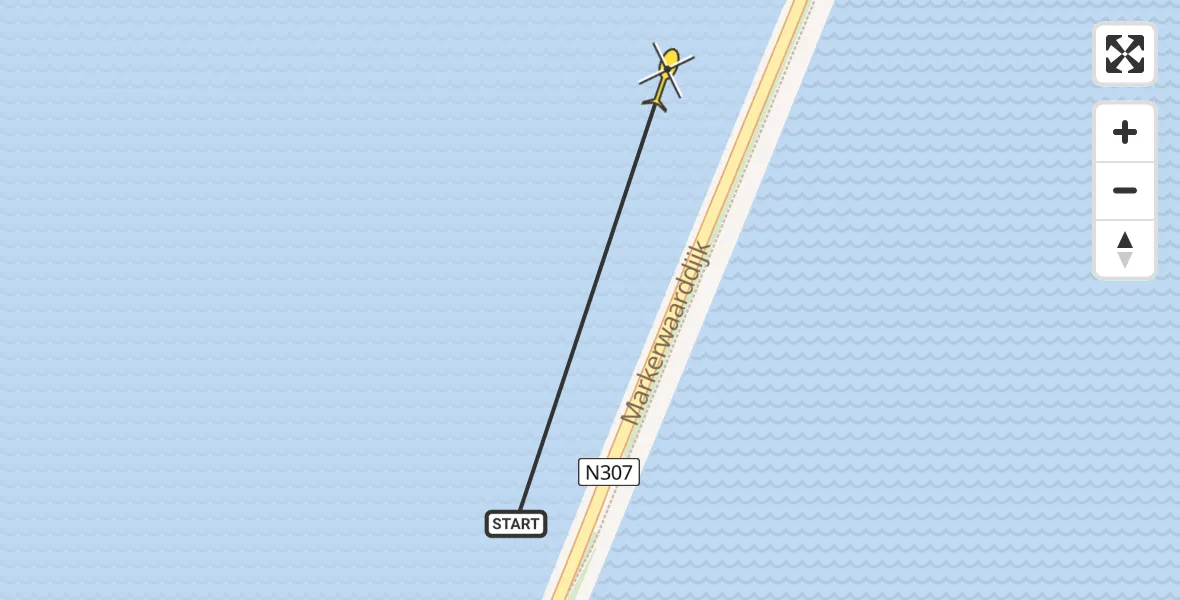 Routekaart van de vlucht: Politiehelikopter naar Lelystad, Baai van Van Eesteren