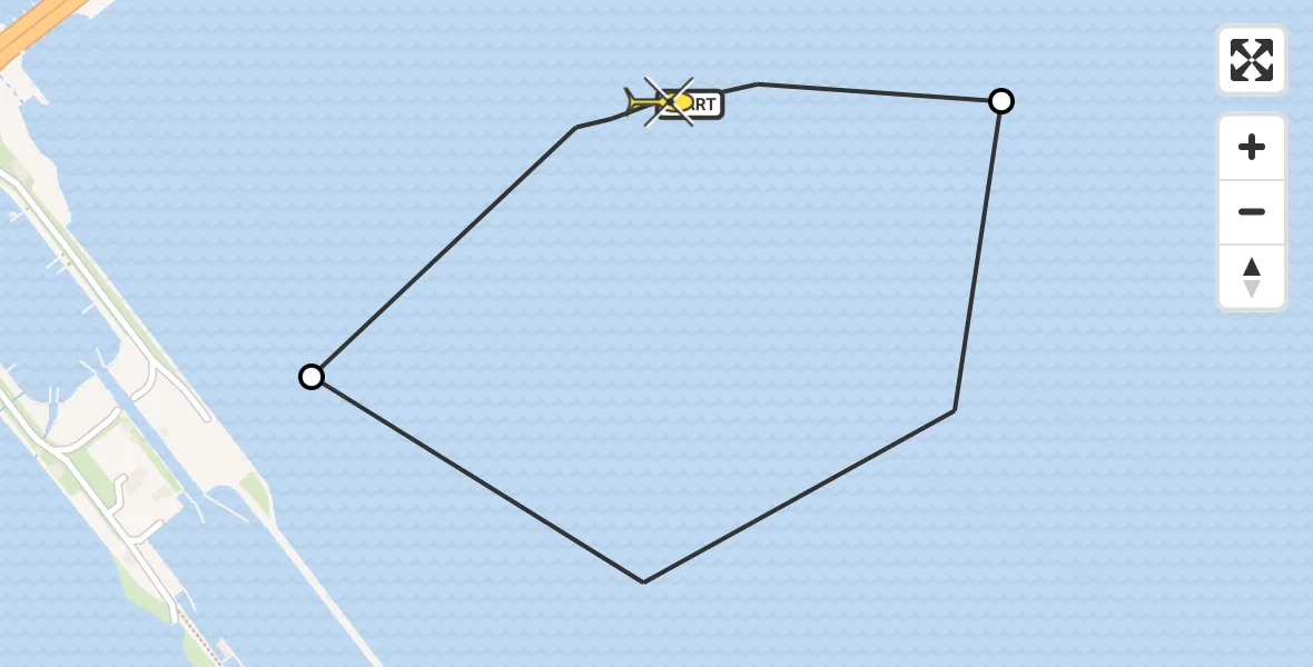 Routekaart van de vlucht: Kustwachthelikopter naar Den Oever, Afsluitdijk