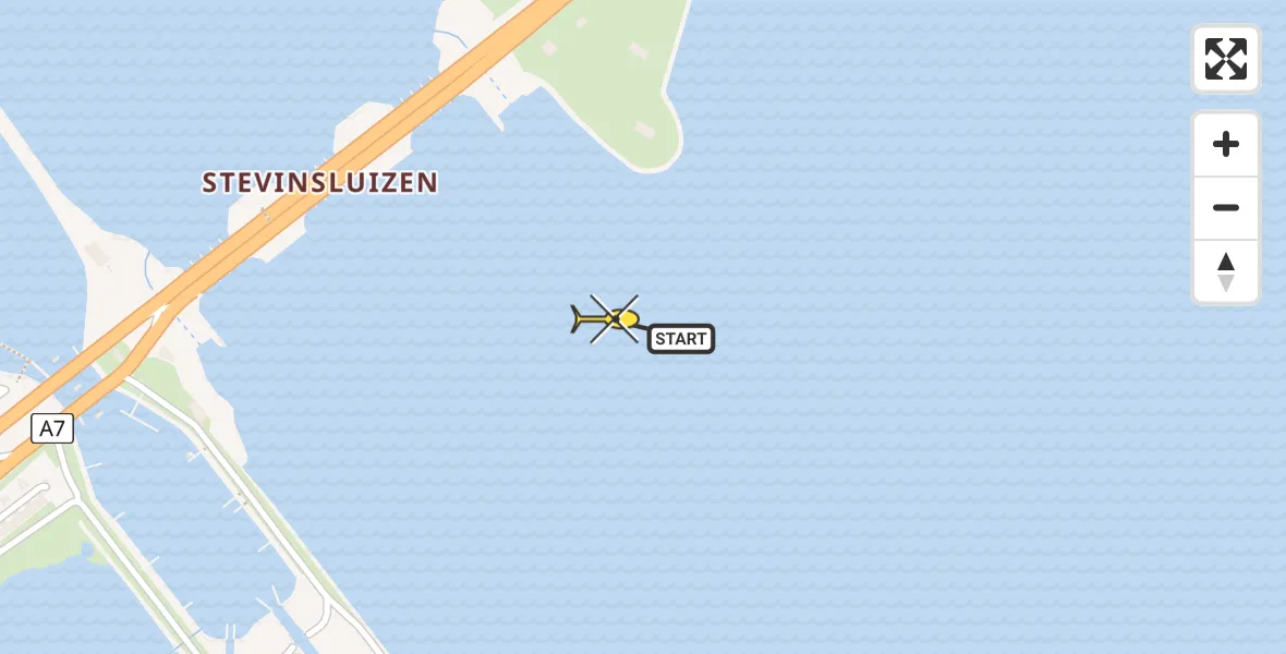 Routekaart van de vlucht: Kustwachthelikopter naar Den Oever, Afsluitdijk