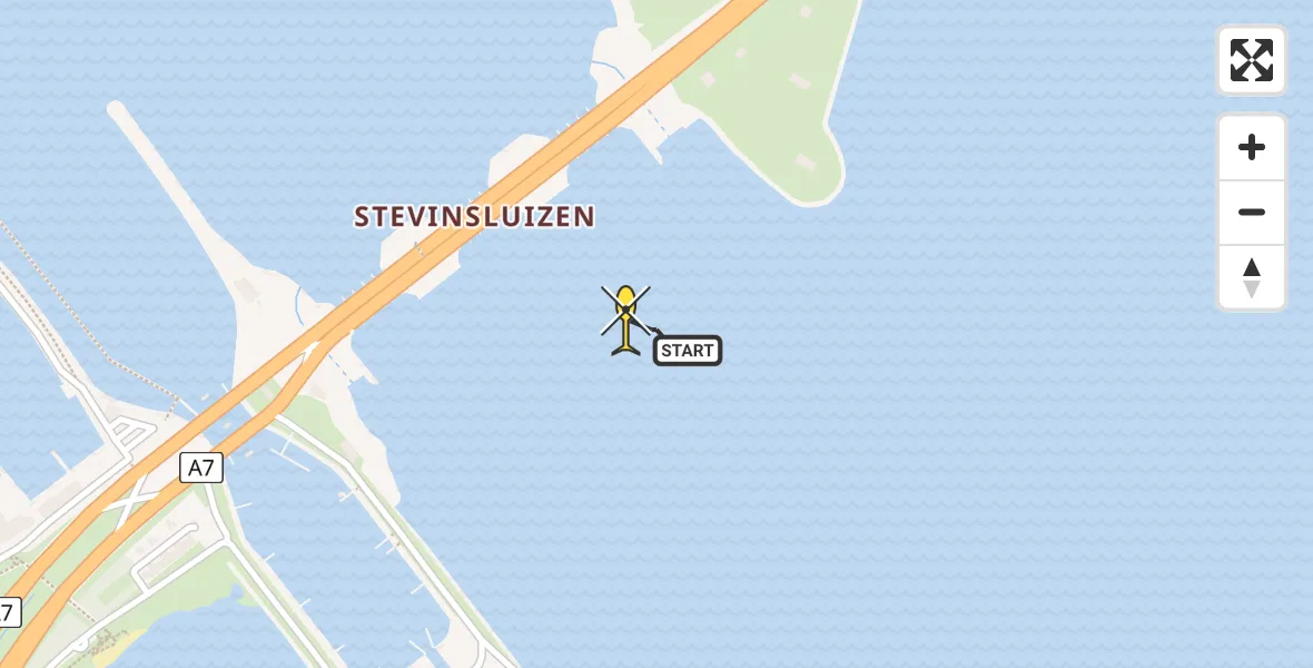 Routekaart van de vlucht: Kustwachthelikopter naar Den Oever, Afsluitdijk