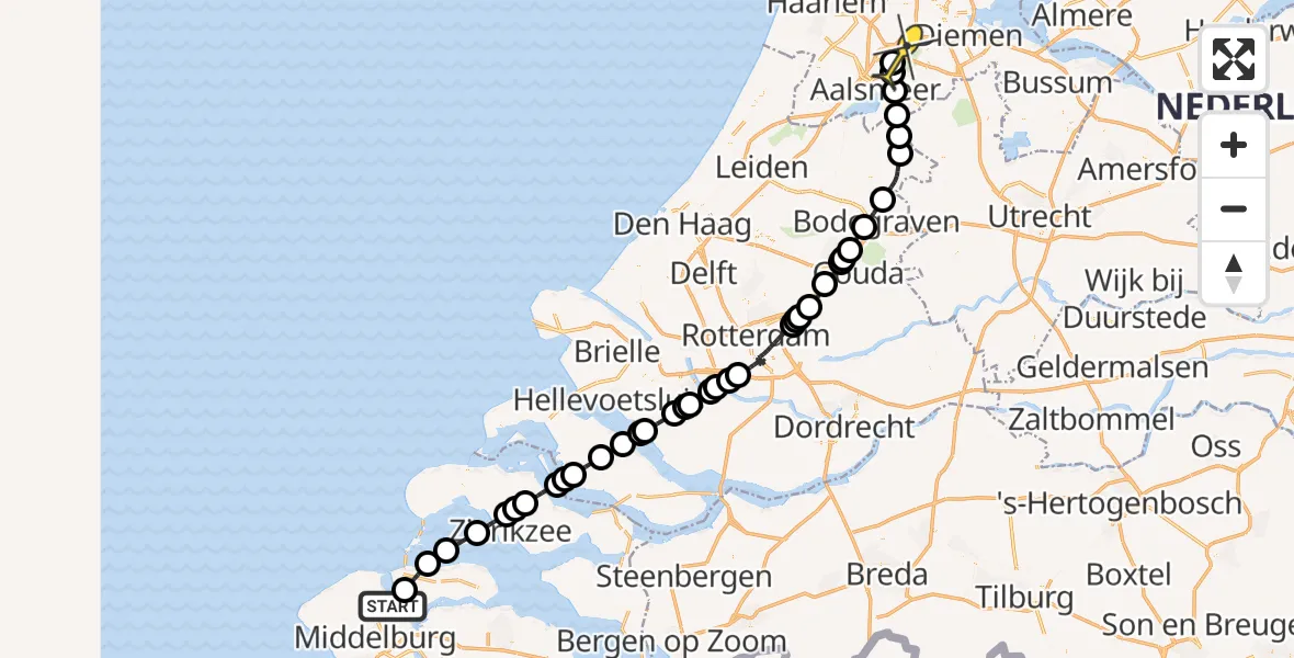 Routekaart van de vlucht: Politieheli naar Schiphol, Schutteplaat