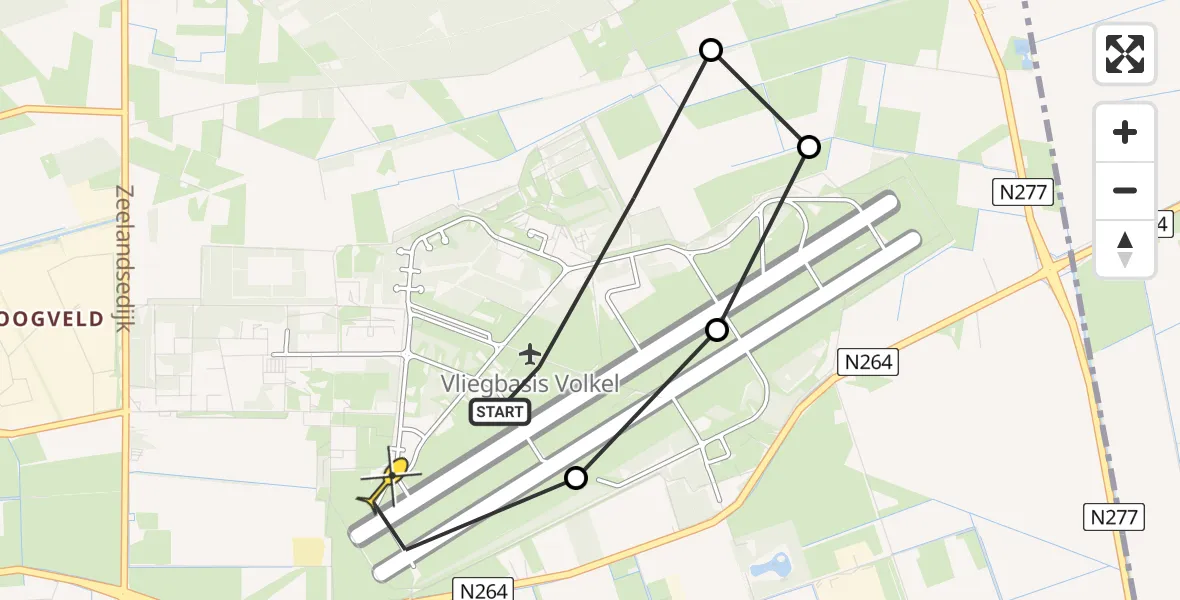 Routekaart van de vlucht: Lifeliner 3 naar Vliegbasis Volkel, Houtvennen